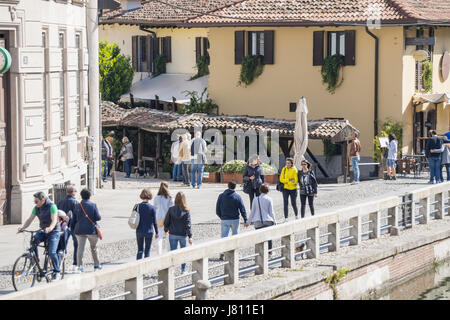 Italien Mailand Treidelweg Naviglio große Gasse habe ich 6 gewaschen Stockfoto