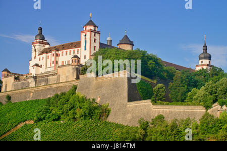 Deutschland, Bayern, Würzburg, Festung Marienberg Festung. Stockfoto