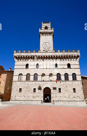 Italien, Toskana, Montepulciano, Palazzo Comunale, Rathaus. Stockfoto