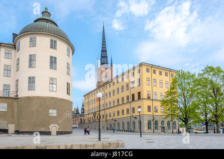 Wrangel Palast (links) auf der Insel Riddarholmen in Stockholm. Das Schloss beherbergt Berufungsgericht. Stockfoto