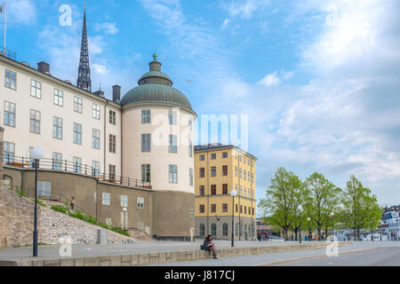 Wrangel Palast (links) auf der Insel Riddarholmen in Stockholm. Das Schloss beherbergt Berufungsgericht. Stockfoto