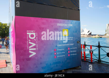 Sydney, Australien, Freitag, 26. Mai 2017. Vorbereitungen in Circular Quay für Vivid 2017 läuft vom 26. Mai bis 17. Juni an Standorten in ganz Sydney. Bildnachweis: Martin Beere/Alamy Live News Stockfoto