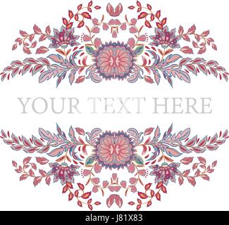 Blumenrahmen. Hand zu ziehen Fantasie Blumen. Runde Rahmen mit Platz für Text. Stock Vektor