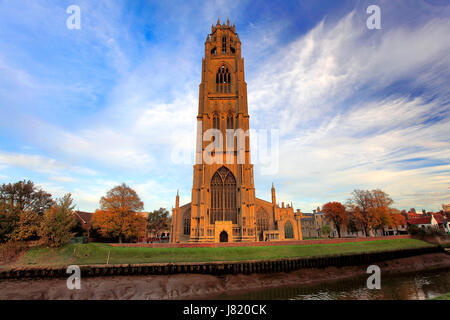 Herbst Sonnenuntergang, St Botolphs Kirche (Boston Stump), Boston Stadt, Grafschaft Lincolnshire, England, UK Stockfoto