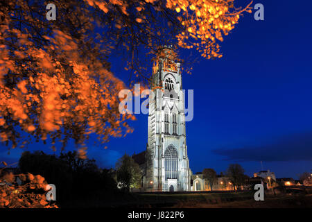 Blick über St. Botolphs Kirche (Boston Stump), Abenddämmerung Boston Stadt, Grafschaft Lincolnshire, England, UK Stockfoto