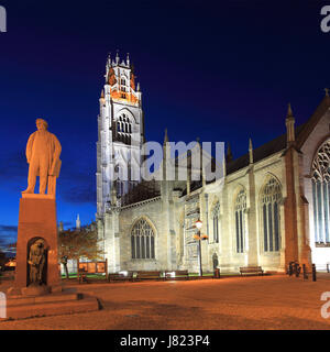 Blick über St. Botolphs Kirche (Boston Stump), Abenddämmerung Boston Stadt, Grafschaft Lincolnshire, England, UK Stockfoto