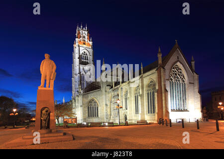 Blick über St. Botolphs Kirche (Boston Stump), Abenddämmerung Boston Stadt, Grafschaft Lincolnshire, England, UK Stockfoto