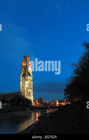 Blick über St. Botolphs Kirche (Boston Stump), Abenddämmerung Boston Stadt, Grafschaft Lincolnshire, England, UK Stockfoto