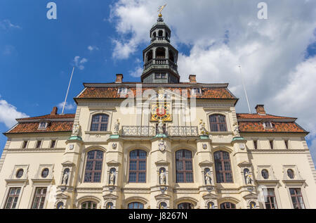 Fassade des historischen Rathauses von Lüneburg, Deutschland Stockfoto