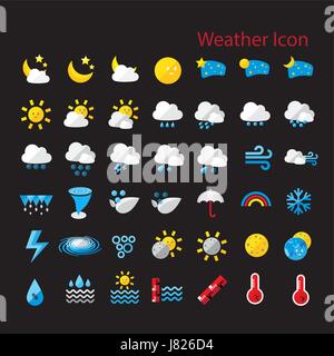 Flachen Stil Wetter Icon Vektor festgelegt für Webdesign, mobile, Internet, Applikation, Bildmaterial, usw.. Stock Vektor