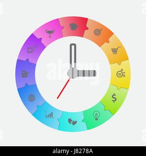 Infografik-Design Taktvektor für Zeit-Management-Konzept. Stock Vektor