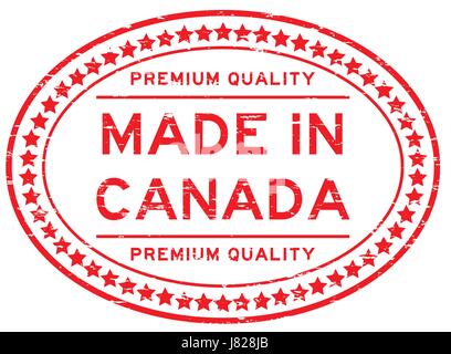 Grunge rote Premium-Qualität made in Canada ovalen Siegelstempel auf weißem Hintergrund Stock Vektor
