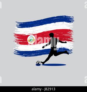 Fußball-Spieler-Action mit Republik Costa Rica Flagge auf Hintergrund Stock Vektor