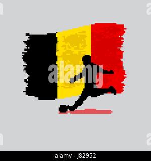Fußball Spieler Action mit Königreich Belgien Fahne auf Hintergrund Stock Vektor