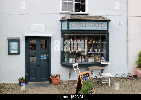 Schlossküche Feinkost Café und Restaurant, Broad Street, Montgomery, Montgomeryshire, Powys, Wales, Großbritannien, Deutschland, UK, Europa Stockfoto