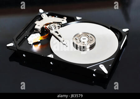 Nahaufnahme eines modernen geöffneten Festplatte Stockfoto