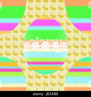 Ostereier und Kaninchen. Helle Farben. Digitale Kunst Stockfoto