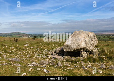 Arthur Stein, neolithische Grabkammer Cefn Bryn, Gower, Wales, UK Stockfoto