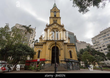 Igreja Nossa Senhora do Rosario Dos Homens Pretos, Largo do Paissandu, Sao Paulo, Brasilien Stockfoto