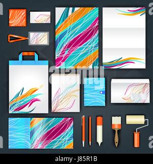 Corporate Identity-Vorlage mit farbigen Elementen. Vektor-Unternehmen-Business-Stil für Brandbook, Bericht und Leitlinie. Stock Vektor