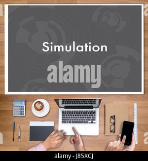 Simulation-Mann arbeiten Web-Design-Business-Konzept Stockfoto