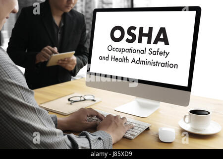 Arbeitssicherheit und Gesundheit Verwaltung OSHA Business Team-Arbeit Stockfoto