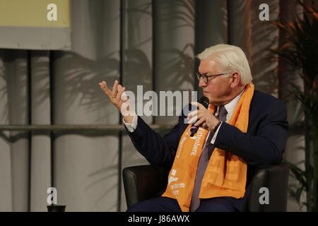 Frank-Walter Steinmeier spricht auf dem Kirchentag. frank-Walter Steinmeier, der Präsident der Bundesrepublik Deutschland, sprach über "verantwortliche Handeln in der Gegenwart" auf dem Kirchentag. Foto: Cronos/Michael debets Stockfoto