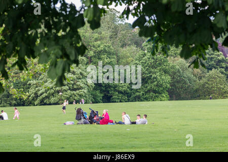 Abington Park, Northampton, Großbritannien 27. Mai 2017. Das Wetter. Gruppen von Menschen genießen den warmen sonnigen Nachmittag im Park Abington herumsitzen. Bildnachweis: Keith J Smith. / Alamy Live News Stockfoto