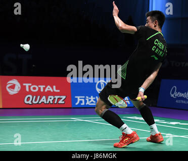 Gold Coast, Australien. 28. Mai 2017. Chinas Chen Long kehrt den Federball während der Herren-Einzel-Match gegen Südkorea Jeon Hyeok Jin beim Finale zwischen China und Südkorea auf insgesamt BWF Sudirman Cup 2017 in Gold Coast, Australien, 28. Mai 2017. Chen Long gewann 2: 0. Bildnachweis: Lui Siu Wai/Xinhua/Alamy Live-Nachrichten Stockfoto