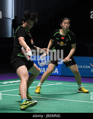 Gold Coast, Australien. 28. Mai 2017. Chen Qingchen (L) und Jia Yifan Chinas konkurrieren während der Frauen Doppel-Match gegen Südkorea Chang Ye Na und So Hee Lee beim Finale zwischen China und Südkorea auf insgesamt BWF Sudirman Cup 2017 in Gold Coast, Australien, 28. Mai 2017. Chang Ye Na und So Hee Lee gewann 2: 0. Bildnachweis: Lui Siu Wai/Xinhua/Alamy Live-Nachrichten Stockfoto