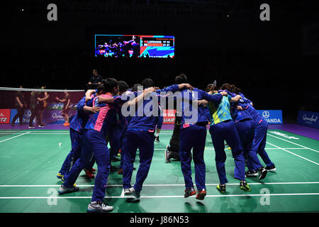 Gold Coast, Australien. 28. Mai 2017. Team-Mitglieder von Südkorea feiert den Sieg nach dem Finale zwischen China und Südkorea auf insgesamt BWF Sudirman Cup 2017 in Gold Coast, Australien, 28. Mai 2017. Südkorea beanspruchte den Titel mit 3: 2 auf Aggregat. Bildnachweis: Lui Siu Wai/Xinhua/Alamy Live-Nachrichten Stockfoto