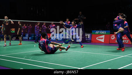 Gold Coast, Australien. 28. Mai 2017. Team-Mitglieder von Südkorea feiert den Sieg nach dem Finale zwischen China und Südkorea auf insgesamt BWF Sudirman Cup 2017 in Gold Coast, Australien, 28. Mai 2017. Südkorea beanspruchte den Titel mit 3: 2 auf Aggregat. Bildnachweis: Lui Siu Wai/Xinhua/Alamy Live-Nachrichten Stockfoto