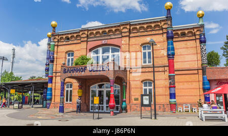 Panorama des Bahnhofs Uelzen in Deutschland Stockfoto