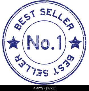 Grunge-Blau Nr. 1 Bestseller runden Stempel auf weißem Hintergrund Stock Vektor