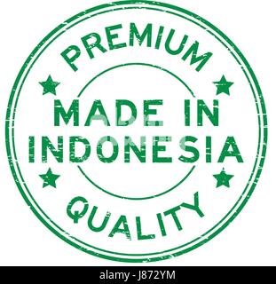 Grunge grün-Premium-Qualität made in Indonesien runden Stempel Stock Vektor