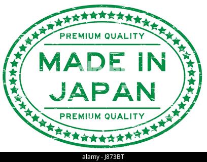 Grunge grüne Premium-Qualität made in Japan mit Start Symbol ovalen Stempel Stock Vektor