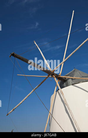 Detail, Portugal, traditionell, Windmühle, alte, weiße, blaue, historische, berühmt, Stockfoto