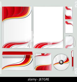 Corporate Identity-Vorlage mit farbigen Elementen. Vektor-Unternehmen-Business-Stil für Brandbook, Bericht und Leitlinie. Stock Vektor