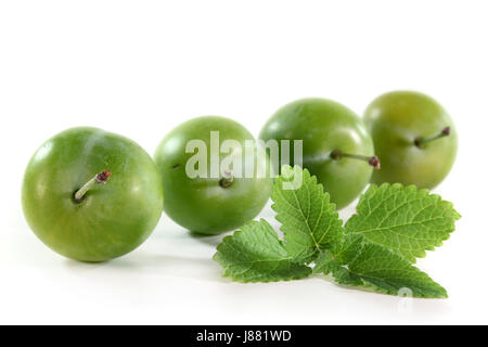 Eco, Green, Frucht, Steinobst, Pflaume, Mirabelle, Ernährung, Gesundheit, Öko, grün, Stockfoto