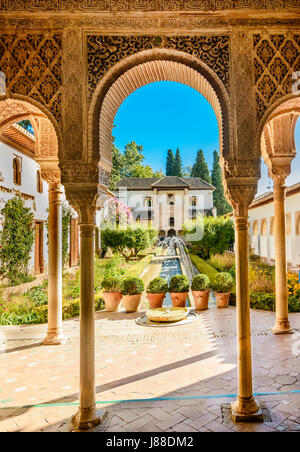 Innenhof der Alhambra von Granada, Spanien Stockfoto