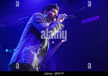 Danny O'Donoghue, Mark Sheehan, Glen macht. Irische R n B / alternative-Rock beeinflusste band The Script auf der Brighton Centre zu spielen. Stockfoto