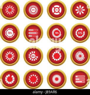 Laden Bars und Preloader roten Kreis Symbolsatz Stock Vektor