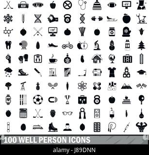 100 gut Person Icons Set, einfachen Stil Stock Vektor