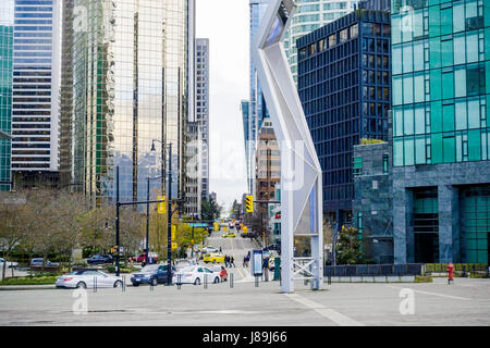 Beautiful Straßenansicht in Vancouver Downtown - VANCOUVER - Kanada - 12. April 2017 Stockfoto