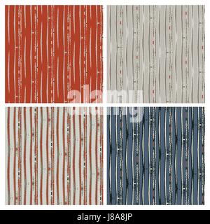 Abstrakte Leinen Musterdesign In vier Farbvarianten Stock Vektor