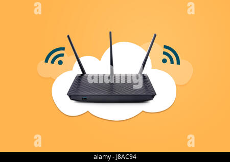 Moderne WLAN-Router auf Wolke grafischen Komposition Stockfoto