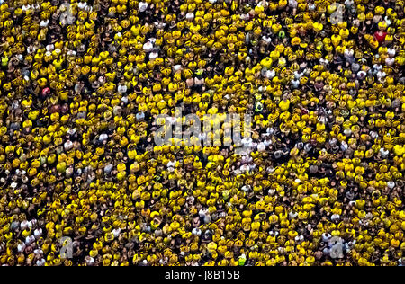 Public Viewing auf der Dortmunder großen zwischen Dortmunder Rathaus und Rathaus Dortmund, Cup-match zwischen BVB und Eintracht Frankfurt, Fanme Stockfoto