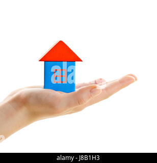 Haus, Gebäude, isoliert, Blöcke, Besitz, halten, Holz, Bau, Stockfoto