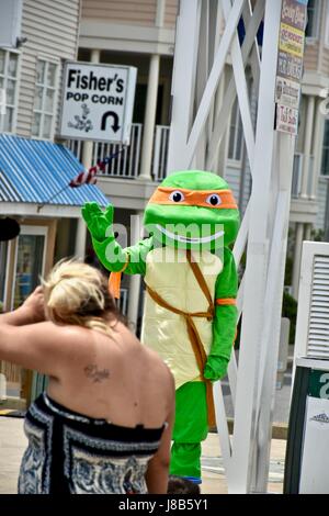 Ninja Turtle auf der Ocean City boardwalk Stockfoto