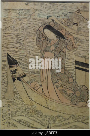 Lady Tamamushi von der Heike Clan in die Schlacht von Yashima von Suzuki Harunobu, Edo-Zeit, Tokyo National Museum DSC06240 aus dem 18. Jahrhundert Stockfoto